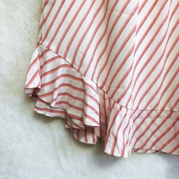 LOFT Pink and White Striped Ruffle Hem Skirt - Picture 5 of 8